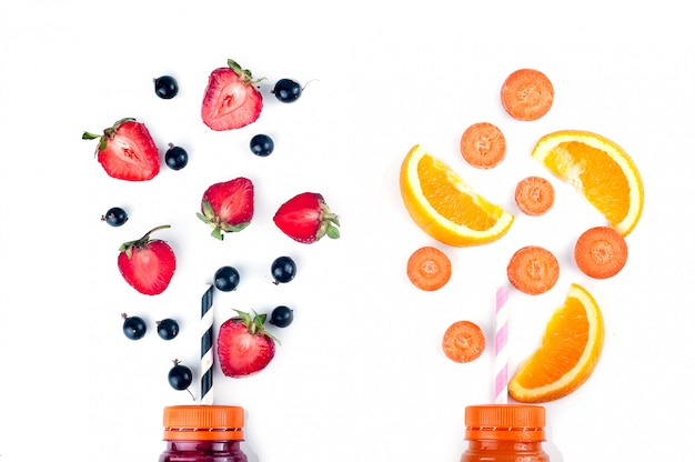 Foto variedade de smoothies de frutas e legumes