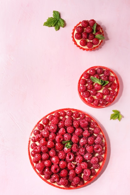 Variedade de tortas de framboesa