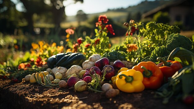 Foto variedade de vegetais orgânicos