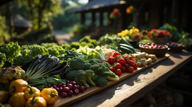 Foto variedade de vegetais orgânicos