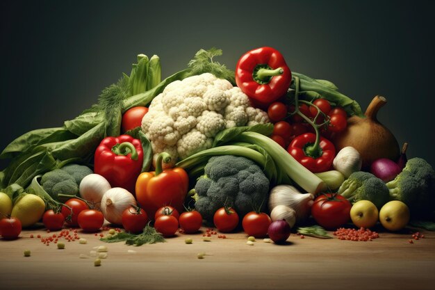 Variedade de vegetais prontos para comer
