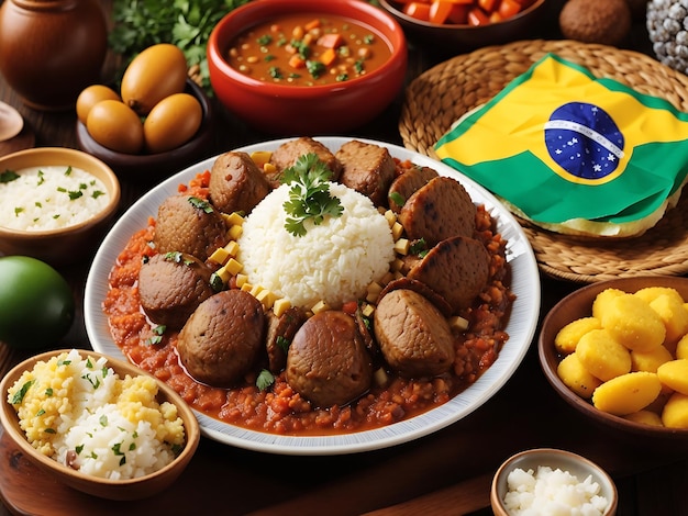 Foto variedade plana com deliciosa comida brasileira