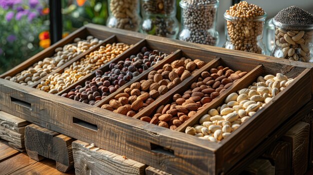 Foto variedades de nueces diferentes tipos de nueces explorando el mundo diverso de nueces desde almendras y nueces hasta nueces y pistachos llenos de nutrientes de sabor y versatilidad