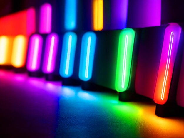 Foto varies lichter mit starken farben in rgb mit elektrisierendem elektronischen neon-effekt 4k bild herunterladen