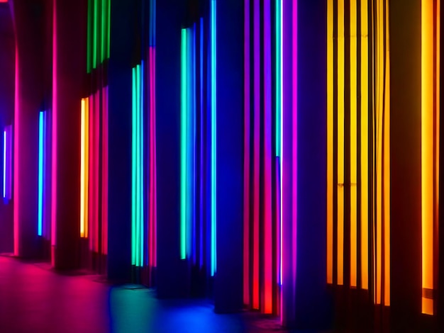 Foto varies lichter mit starken farben in rgb mit elektrisierendem elektronischen neon-effekt 4k bild herunterladen