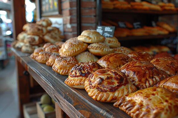 Foto variety of pastries displayed on table