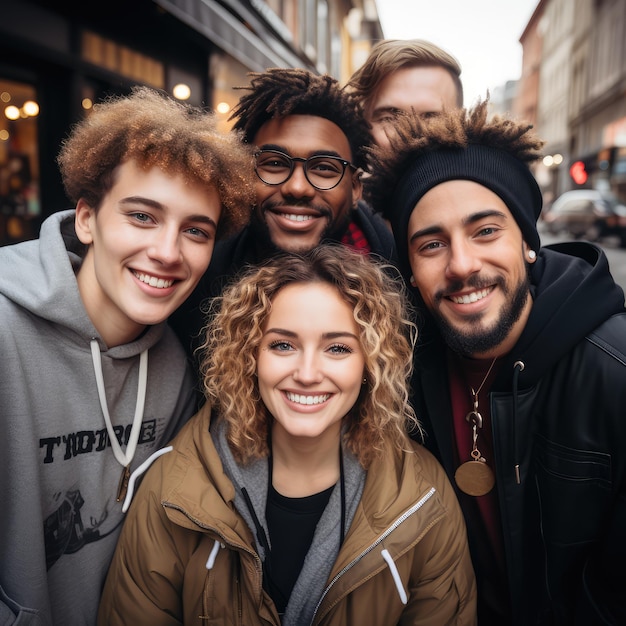 Vários amigos sorrindo