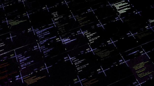 Foto vários códigos-fonte em códigos de programas de animação de fundo digital em células de computadores digitais