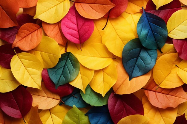 Foto varios colores brillantes de otoño