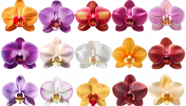 varios emojis de orquídeas de colores