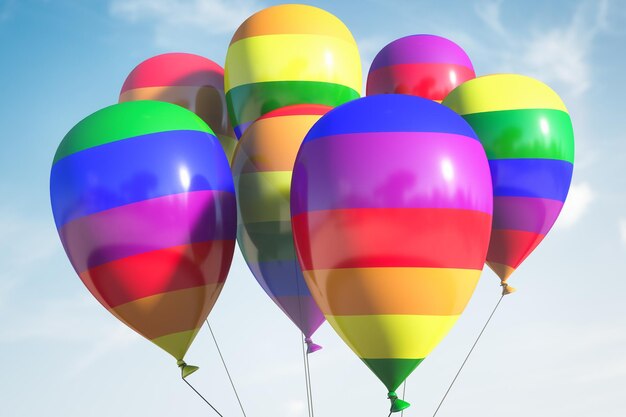 Varios globos con símbolos lgbt.