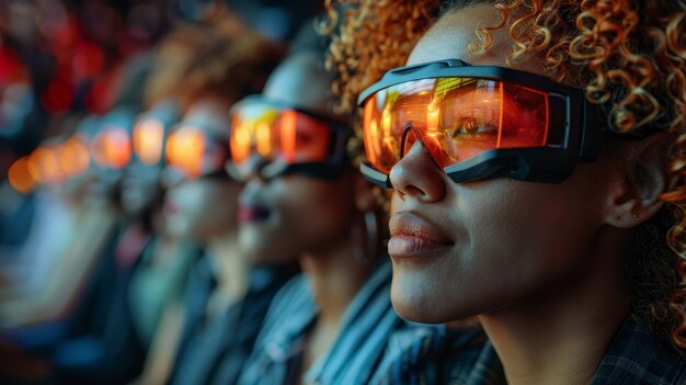 Foto varios grupos raciales viendo imágenes estereoscópicas negocios globales investigación en ciencia