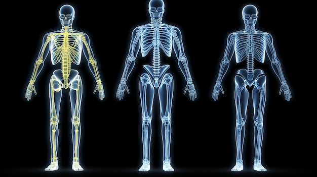 Foto varios humanos vistos con radiografías