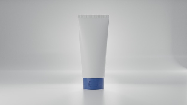 Vários modelos de recipientes cosméticos em brancotubo de creme plásticoPacote de produtos de beleza isolado em fundo brancoilustração 3d