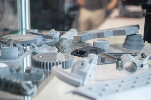 Varios objetos impresos por impresora 3D a partir de polvo de plástico fundido Diferentes modelos