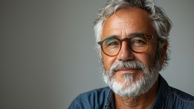 Varios retratos de hombres maduros sonrientes sobre fondos blancos