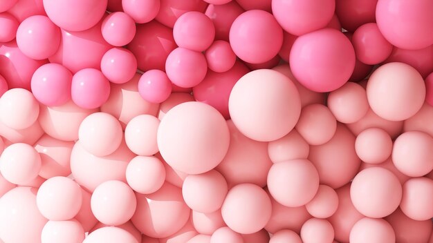 Vários tamanhos de balões vermelhos e cor-de-rosa fundo abstrato para festa de luxo celebração romance amor Dia dos Namorados 3D