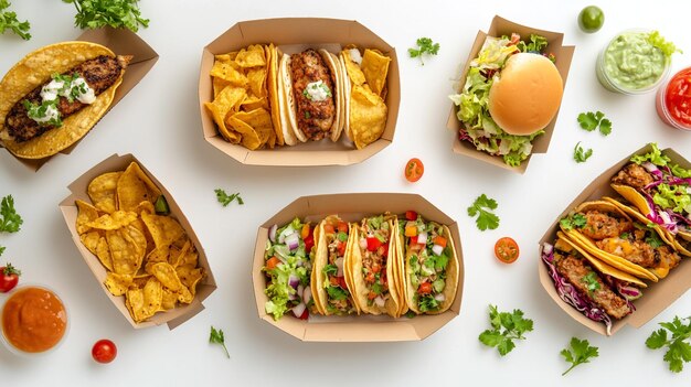 varios tipos diferentes de alimentos, incluidas las tortillas y algunos otros alimentos