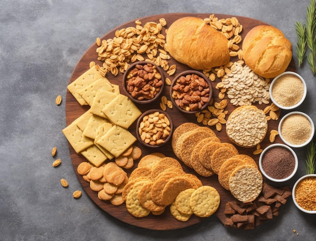 varios tipos de nueces y galletas en un fondo blanco