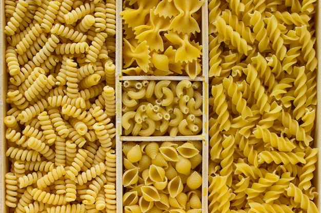 Varios tipos de pasta closeup