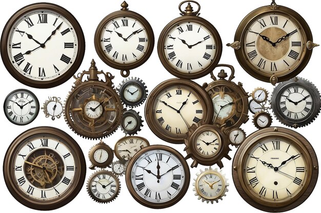Varios tipos de relojes, desde simples hasta complejos.