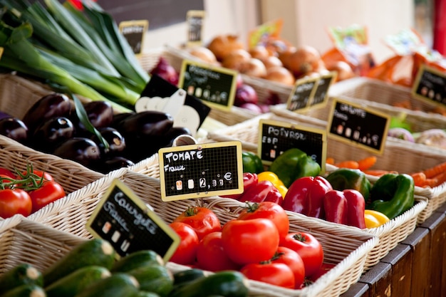 Vários vegetais no mercado