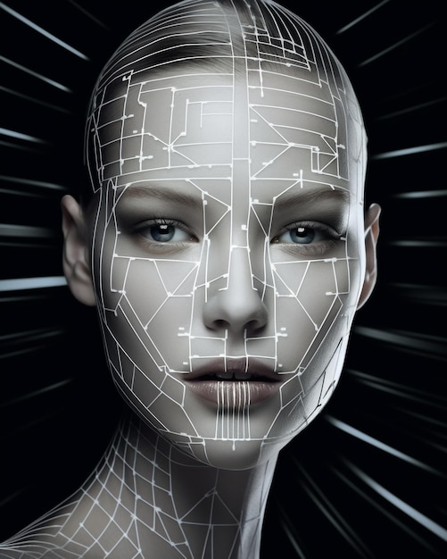 Varredura futurista e tecnológica generativa de face para autenticação de reconhecimento facial