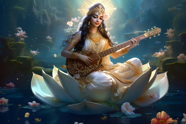 Foto vasant panchami la diosa saraswati