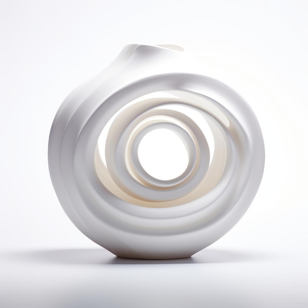 Foto vase circular 3d rendering de vase espiral branco no estilo de nathan wirth