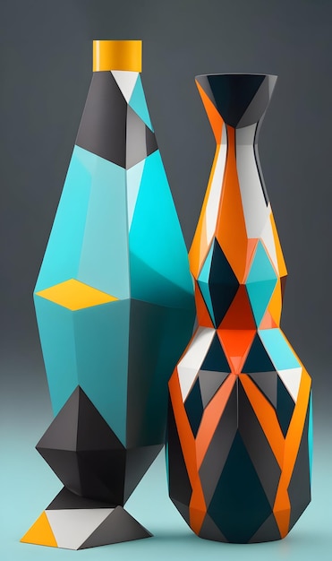 Vase Geometric Harmony Explora la armonía de las formas y patrones geométricos