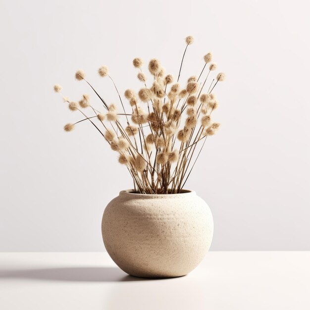 Vase getrocknete Blumen moderne skandinavische Innenmöbel Minimalismus Studio Fußboden Foto