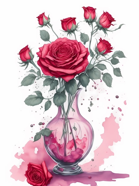 Vase mit Blumen Aquarell ClipArt