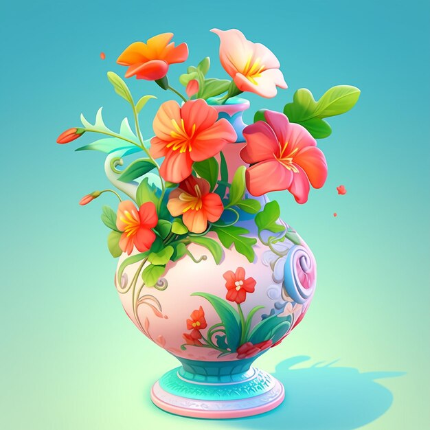 Vase mit Blumenillustration