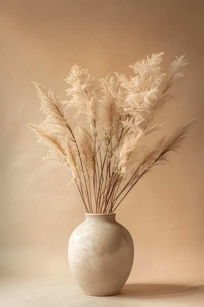 Vase mit Pampas auf beige Hintergrund