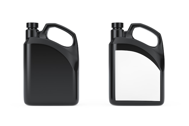 Vasilha de recipiente em branco de plástico preto com espaço em branco yor Yours Design em um fundo branco. Renderização 3D