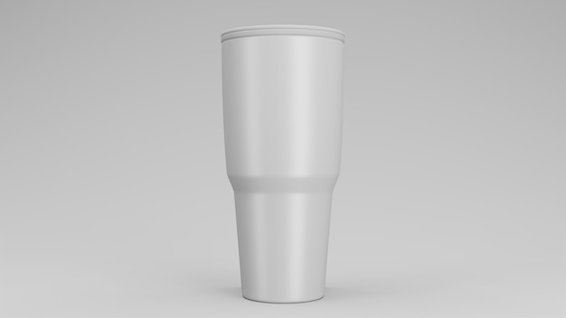 Vaso de acero inoxidable en blanco con tapa