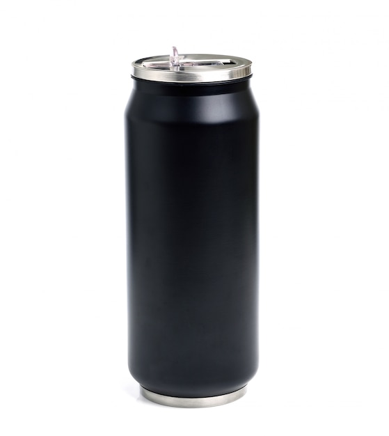 Vaso de acero inoxidable negro aislado