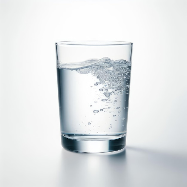 vaso de agua aislado sobre un fondo blanco