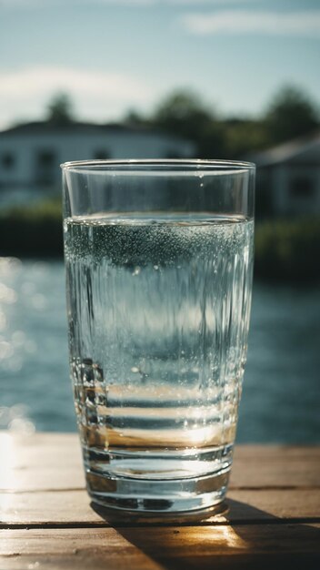 Un vaso de agua clara en el sol, tiempo creado por la IA.