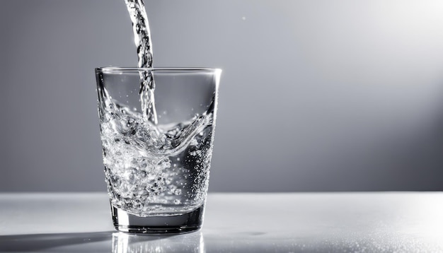 Un vaso de agua con una corriente de agua saliendo de él