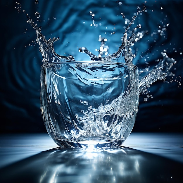 un vaso de agua cristalina