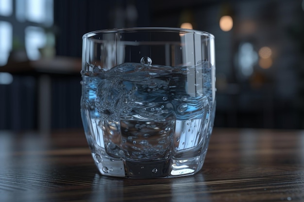 Un vaso de agua con un líquido en él.