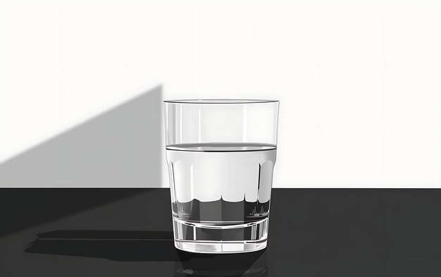 Foto un vaso de agua minimalista en el arte de la mesa