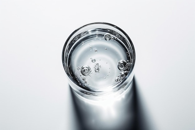 Un vaso de agua con la palabra agua