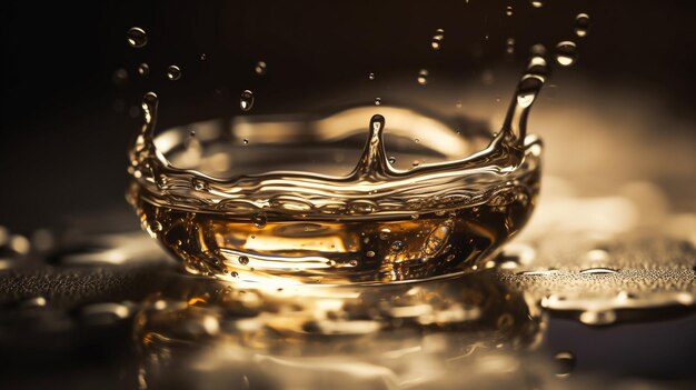 Un vaso de agua con un poco de líquido en él