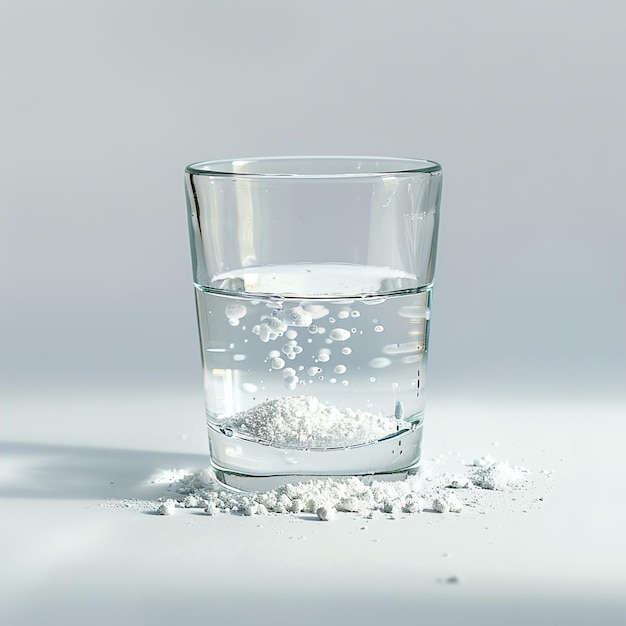 un vaso de agua con sal y sal en él