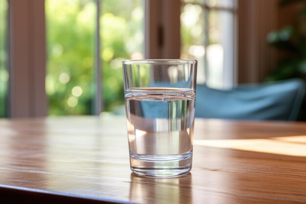 Un vaso de agua servido en la mesa