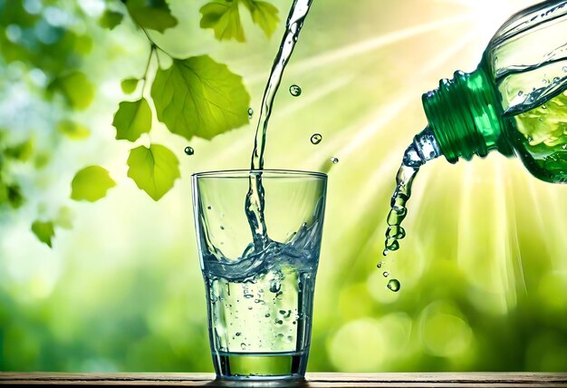 Foto un vaso de agua está siendo vertido en un vaso