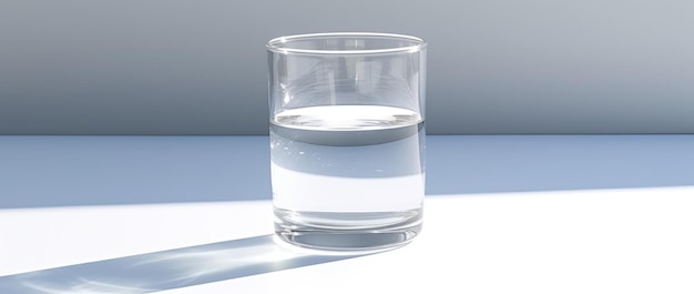 un vaso de agua sobre fondo blanco