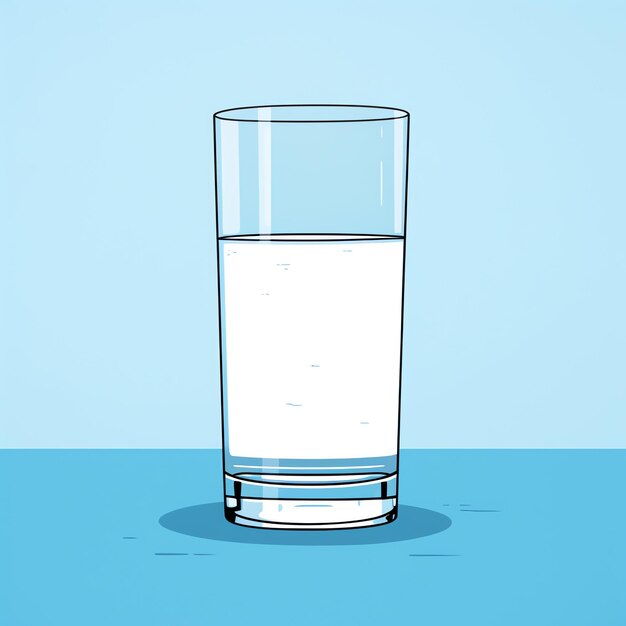un vaso de agua en una superficie azul